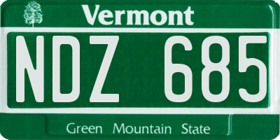 VT license plate NDZ685