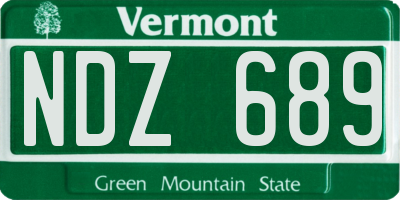 VT license plate NDZ689