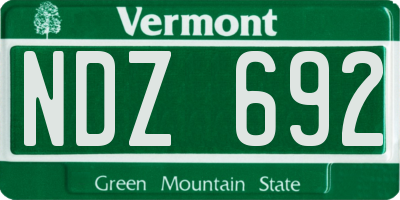VT license plate NDZ692