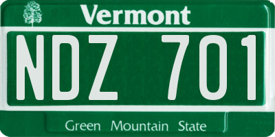 VT license plate NDZ701