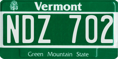 VT license plate NDZ702