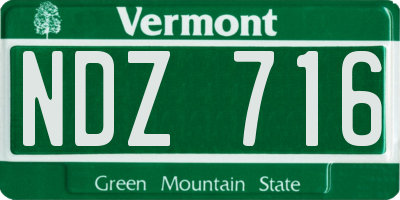 VT license plate NDZ716