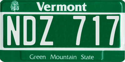 VT license plate NDZ717