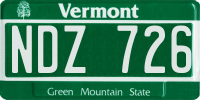 VT license plate NDZ726