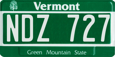 VT license plate NDZ727