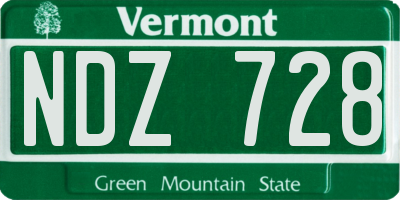 VT license plate NDZ728
