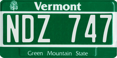 VT license plate NDZ747