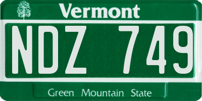 VT license plate NDZ749