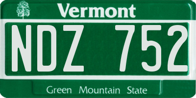 VT license plate NDZ752