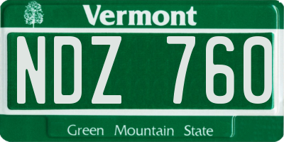 VT license plate NDZ760