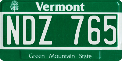 VT license plate NDZ765