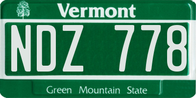 VT license plate NDZ778