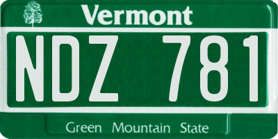 VT license plate NDZ781