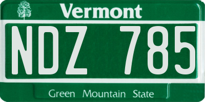 VT license plate NDZ785