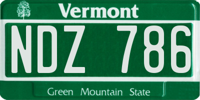 VT license plate NDZ786