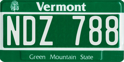 VT license plate NDZ788