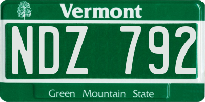 VT license plate NDZ792