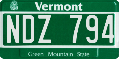 VT license plate NDZ794