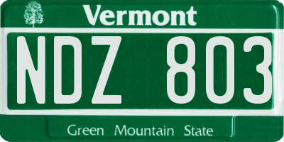 VT license plate NDZ803