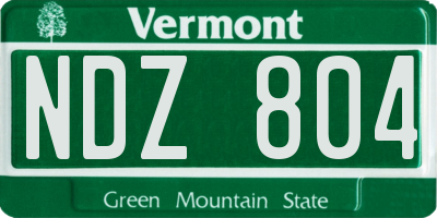 VT license plate NDZ804