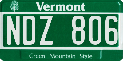 VT license plate NDZ806