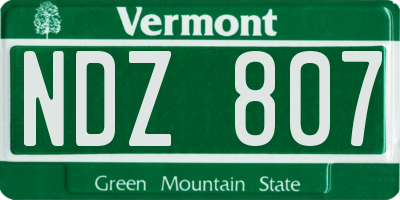 VT license plate NDZ807