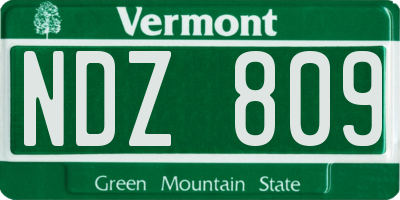 VT license plate NDZ809