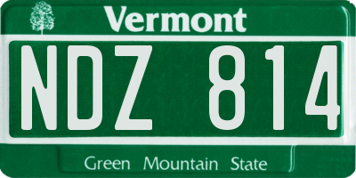 VT license plate NDZ814