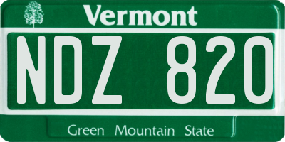 VT license plate NDZ820