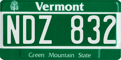 VT license plate NDZ832