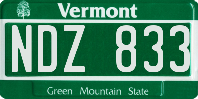 VT license plate NDZ833