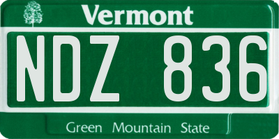 VT license plate NDZ836