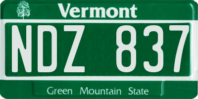 VT license plate NDZ837