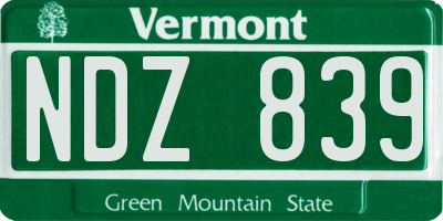 VT license plate NDZ839