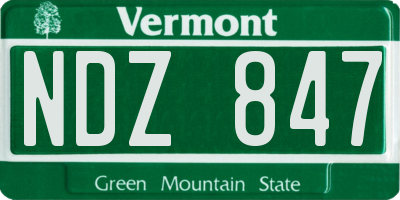 VT license plate NDZ847