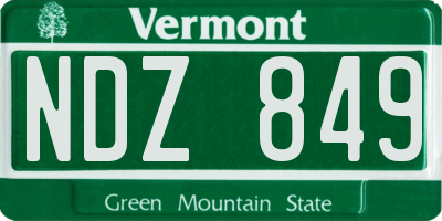 VT license plate NDZ849