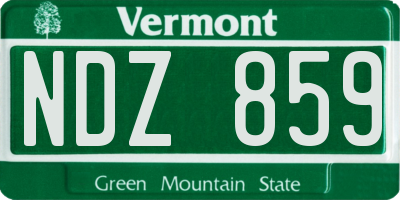 VT license plate NDZ859