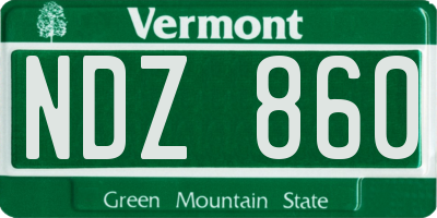 VT license plate NDZ860