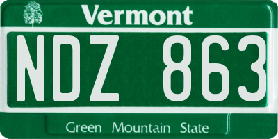 VT license plate NDZ863