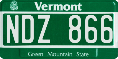 VT license plate NDZ866