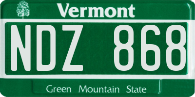 VT license plate NDZ868