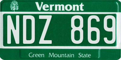 VT license plate NDZ869