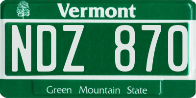 VT license plate NDZ870