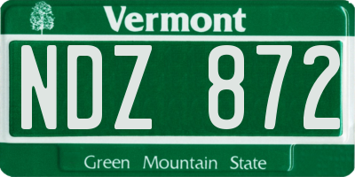 VT license plate NDZ872