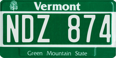 VT license plate NDZ874