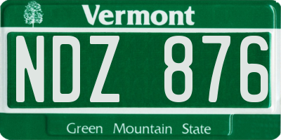 VT license plate NDZ876