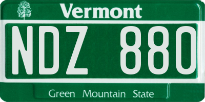 VT license plate NDZ880