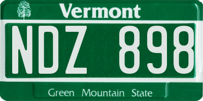 VT license plate NDZ898