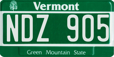 VT license plate NDZ905