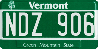 VT license plate NDZ906